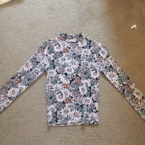 Long sleeve, turtle neck, flower pattern top
